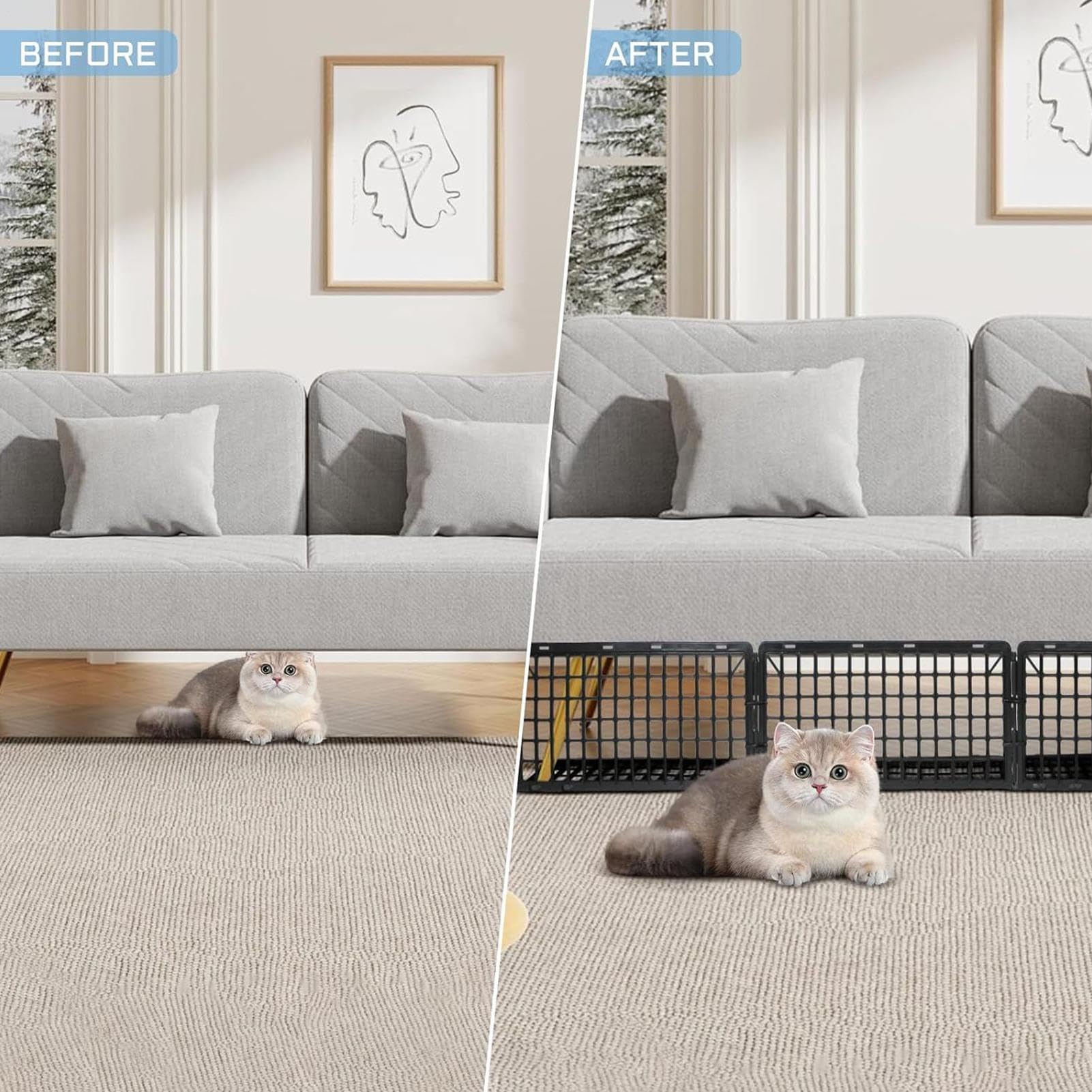 Under Furniture Blocker – Set di barriera giocattolo per interni, protezione per animali, per camera da letto, soggiorno, camper, casa, sale da pranzo, sicurezza per bambini e animali domestici