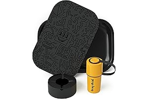 Black Rolling Tray Set with Magnetic Lid - Smoking Accessories