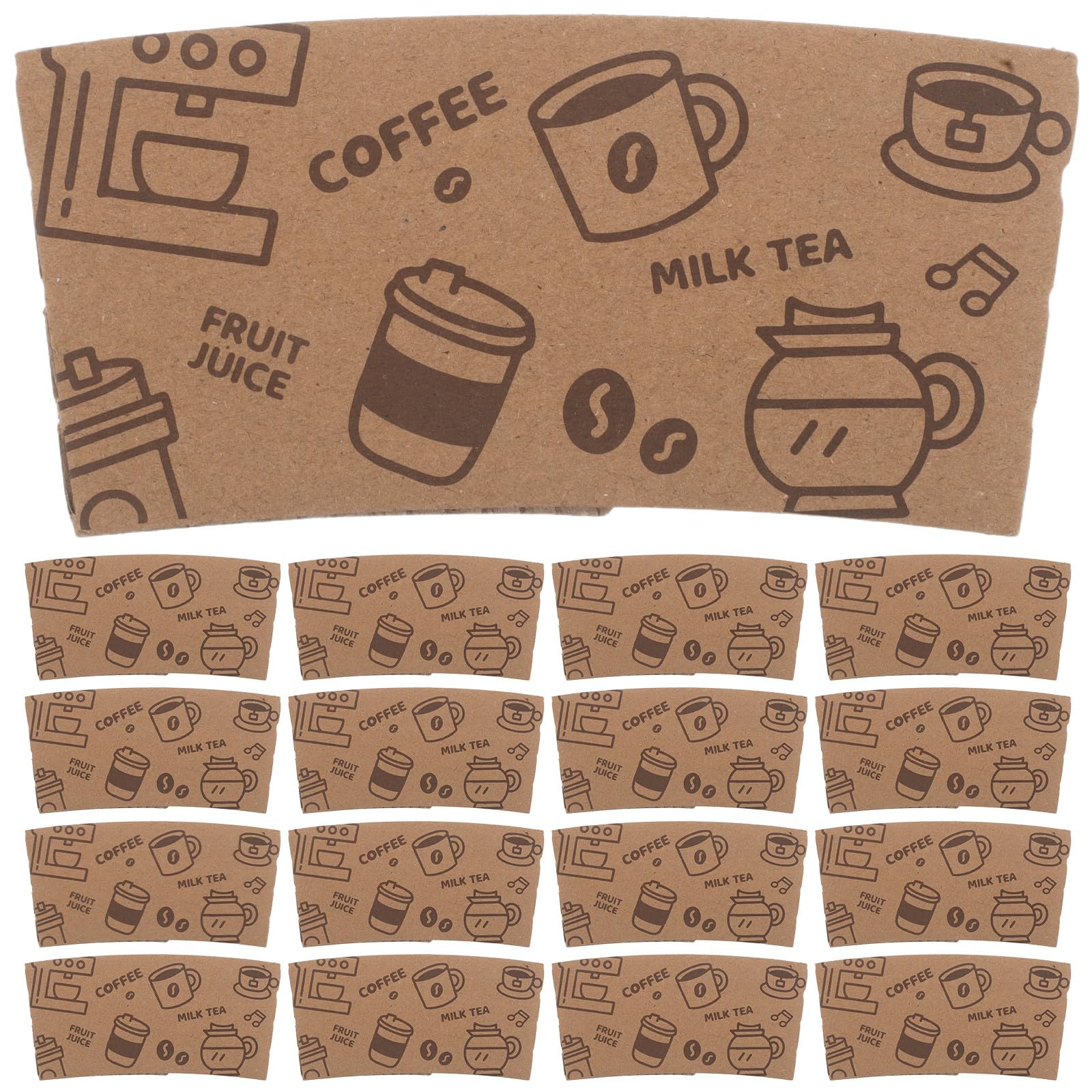 Alipis Lot de 50 Manchons en Carton ondulé pour gobelets, en Papier Kraft -Isolant, pour gobelets de 280, 320, 400 et 500 ML, Protection pour Boissons Chaudes, Marron Clair