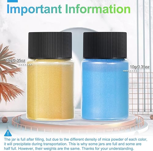 Miniatura 4 de Polvo de mica, 24 colores  0.35 ozbotella de pigmento natural en polvo para resina epoxi, fabricación de jabón, fabricación de velas, brillo de