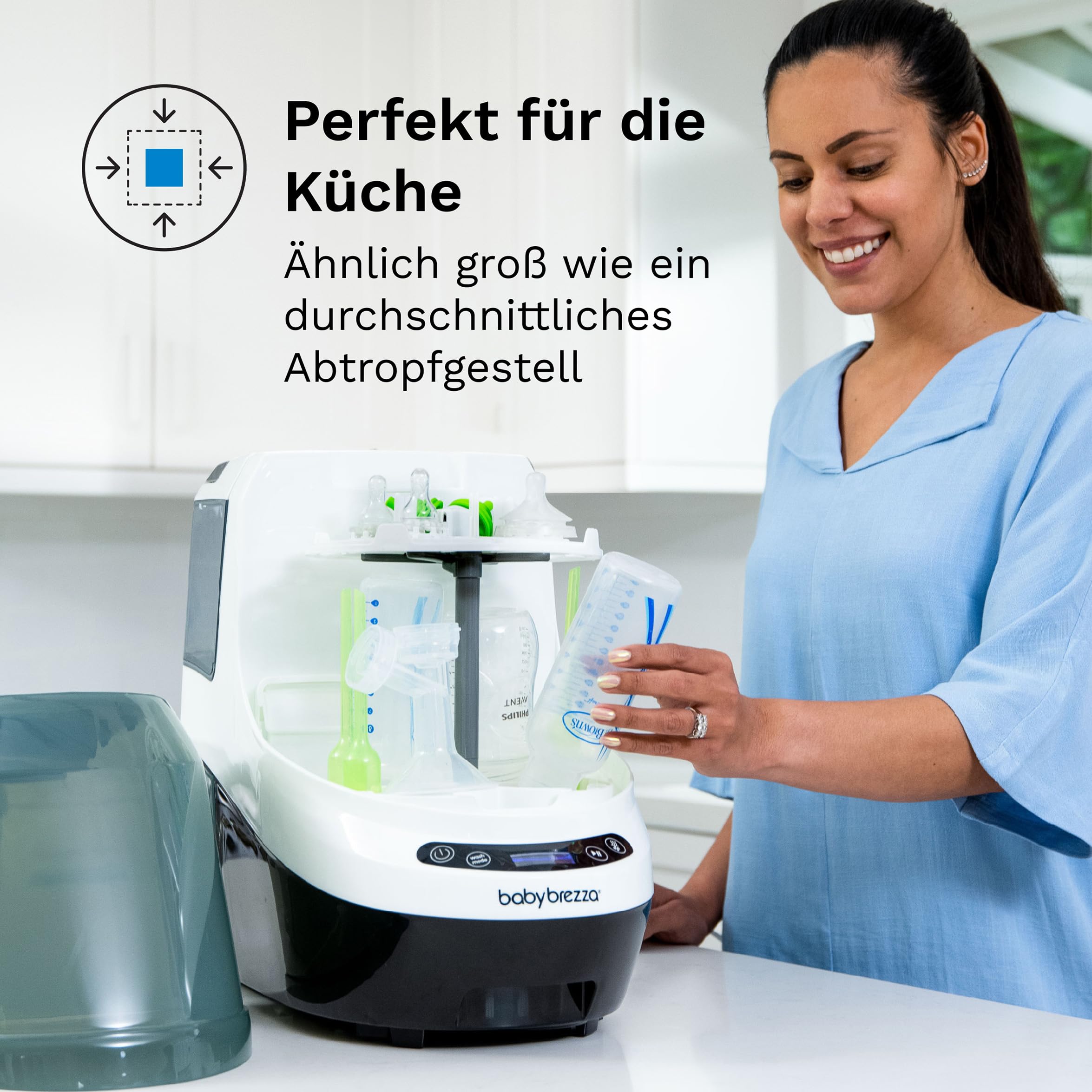 Baby Brezza Bottle Washer Pro Babyflaschenreiniger – Automatische Flaschenwaschmaschine für Babyflaschen – Reinigt, sterilisiert & trocknet – Mit HEPA-Filter, 20 Sprühdüsen & 6 Modi