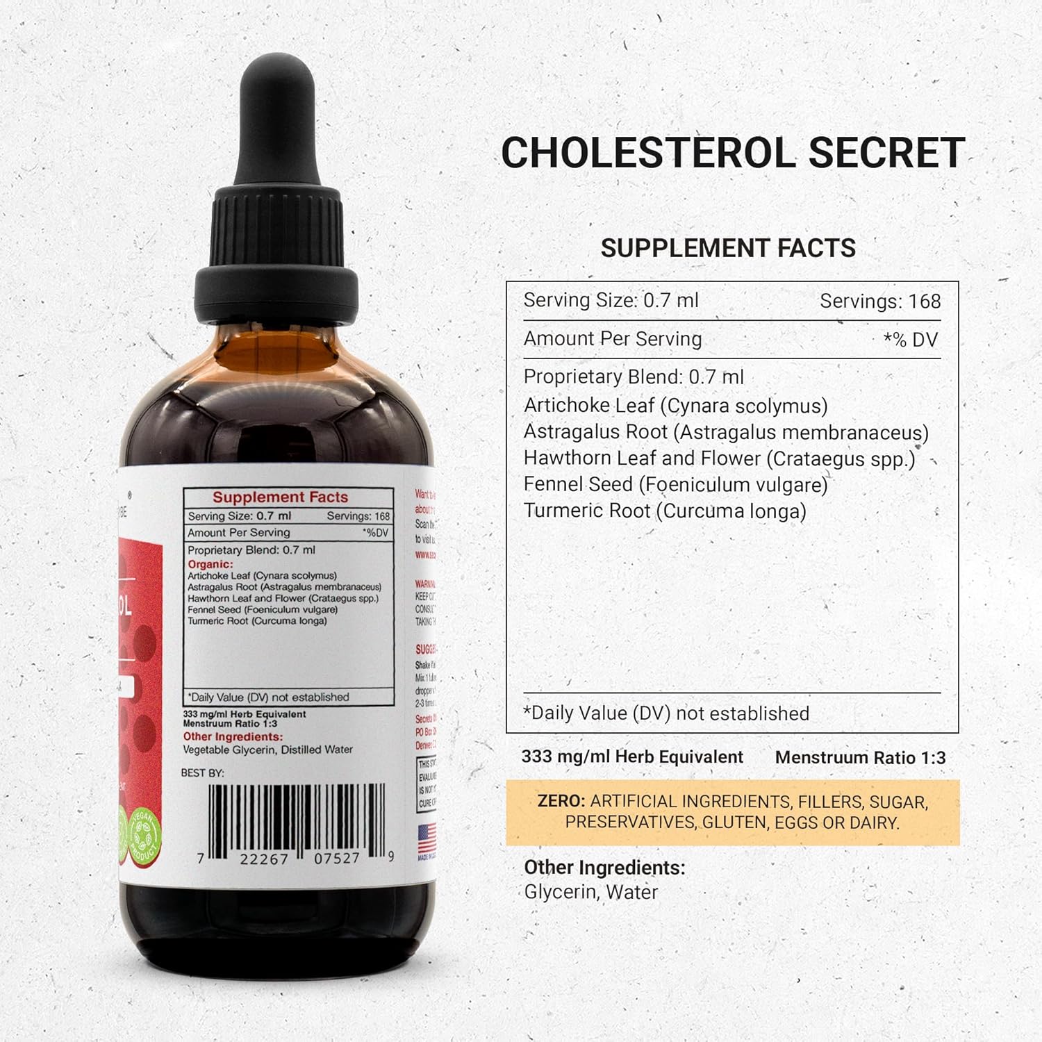 Secrets of the Tribe - Cholesterol Secret, Blood Lipid Formula, Herbal Supplement Blend Drops Alcohol-Free Liquid Extract 4 fl oz