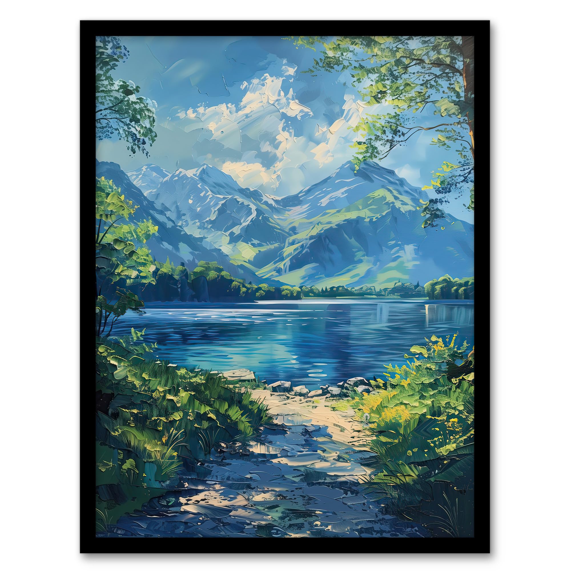 Artery8 Lake District Acrylic Helvellyn View Summer Peace Living Room Artwork Framed Wall Art Print 18X24 Inch