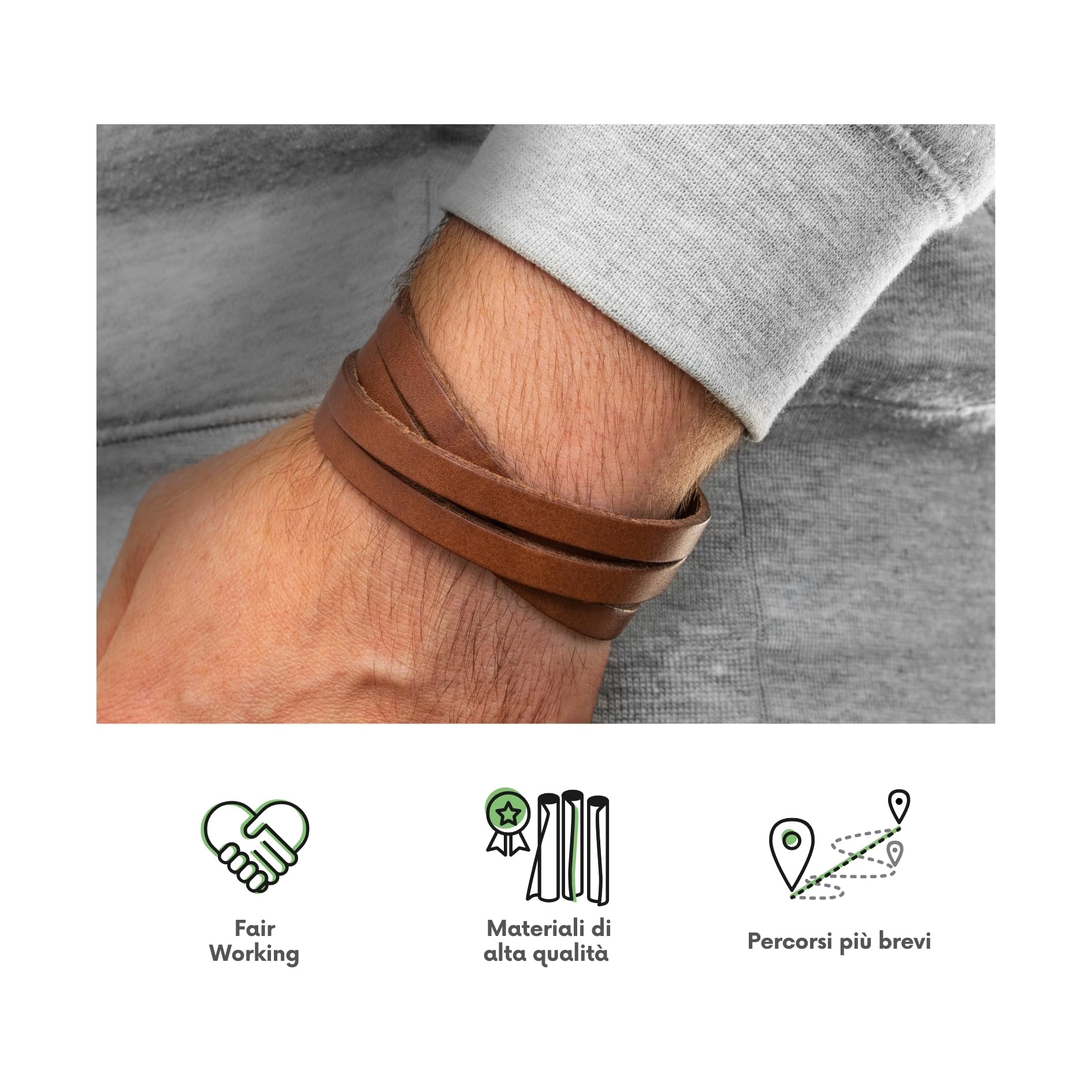 Simaru Bracciale in Vera Pelle Italiana – Bracciale da Uomo Regolabile con Chiusura in Ottone – Solo Pelle Toscana di Alta Qualità Conciata al Vegetale – Ottima idea Regalo - by