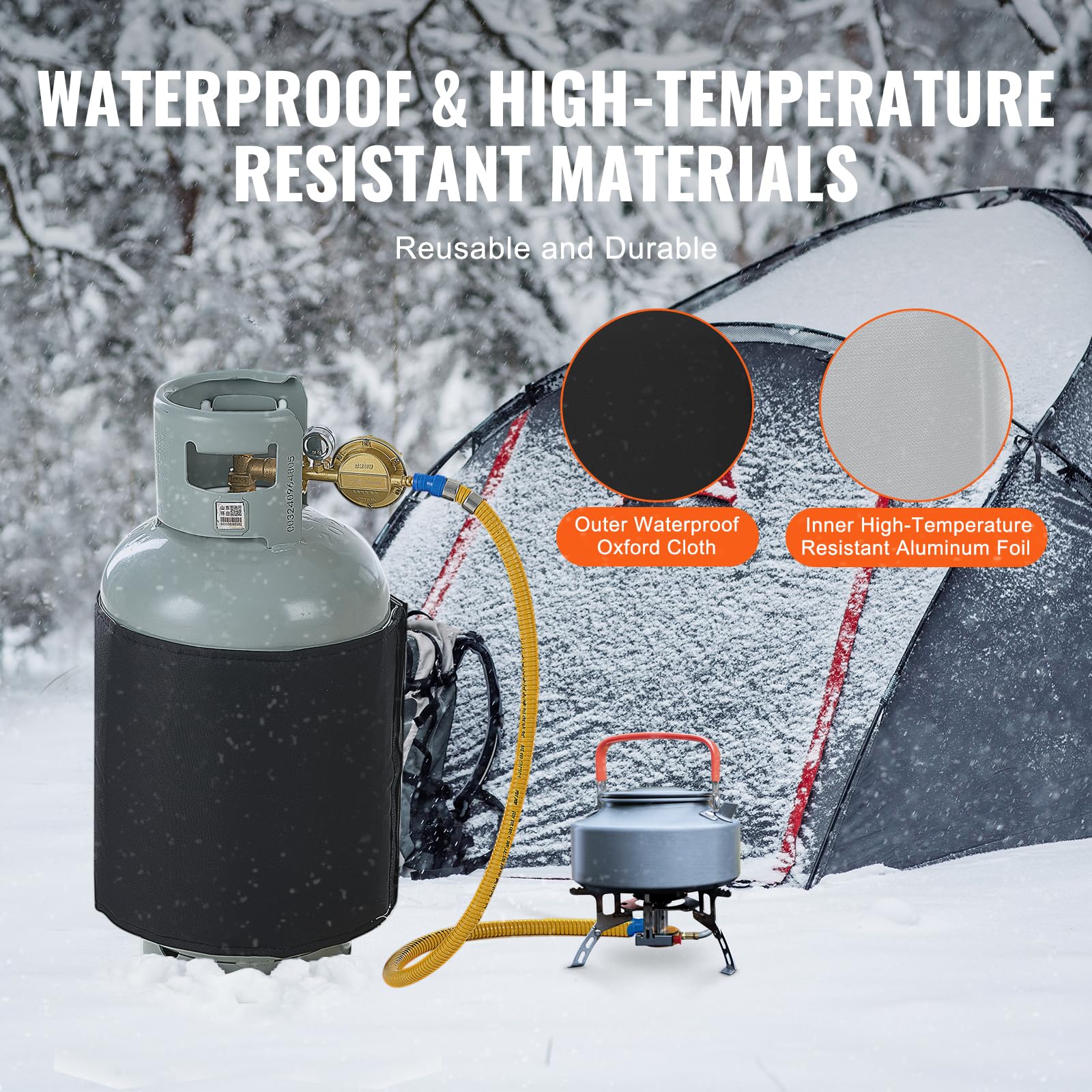 VEVOR Manta Calefactora para Tanque de Propano Cubierta Aislada de 120 W para Tanques de Gas de 9-18 kg Termostato Interno Fijo Temperatura Máxima 32,22 °C Tela Oxford Resistente al Agua