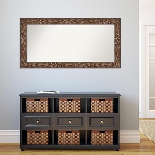 Miniatura 5 de Amanti Art Espejo de baño marrón para sobre el fregadero, 26 x 52 pulgadas, espejo de tocador rectangular marrón puente de gran tamaño, marco de