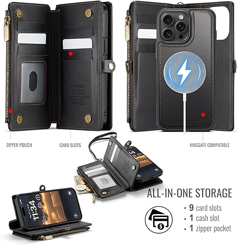 Miniatura 2 de Defencase Funda para iPhone 13 Pro Max, funda para iPhone 13 Pro Max, cartera para mujeres y hombres, correa magnética de piel sintética duradera,