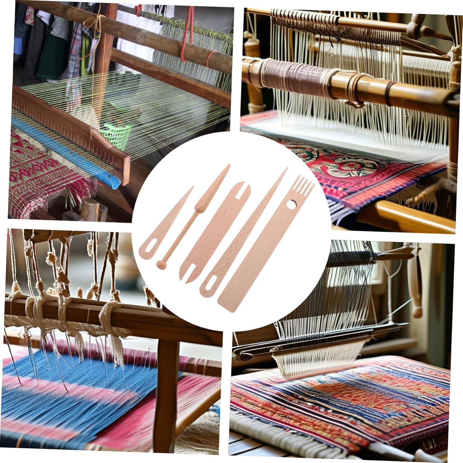 ULDIGI 1set Mini Wooden Weaving Kit Hand Stick Set Accessory Collection for Tapestry Making and Blanket Crafting Travel-Ready Weaving Tools for Beginners and Enthusiasts