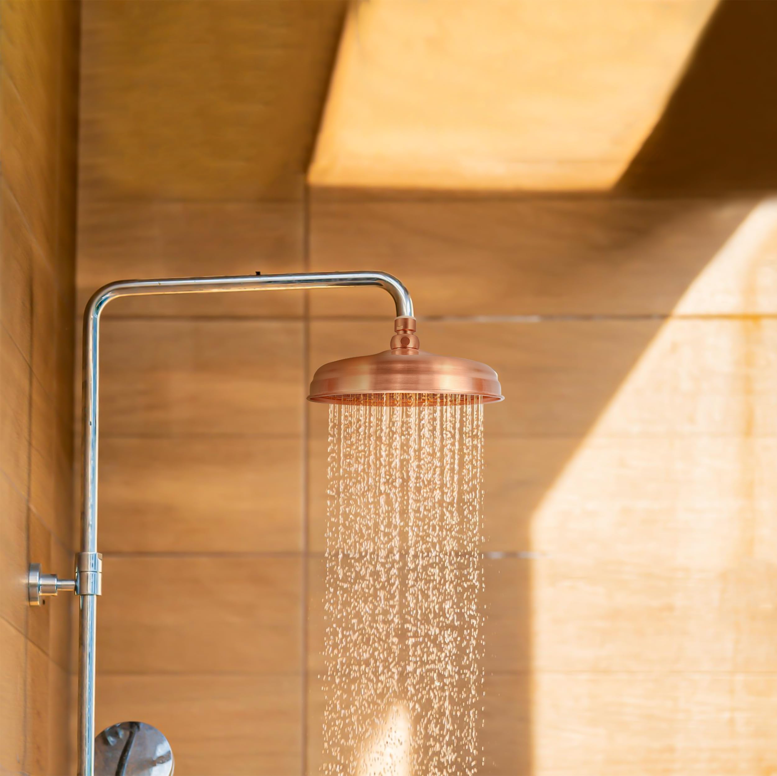 Cabezal de ducha de cobre de acero inoxidable de 8 pulgadas, rojo antiguo, cabezal de ducha redondo grande grande, boquilla de aspersor de alta presión, repuesto para baño, jardín, baño, experiencia