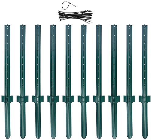 (4 tamaños 4-5-6-7 pies) LADECH Poste de valla de metal resistente de 4 pies con 20 bridas de cremallera, postes de jardín en U para esgrima (4
