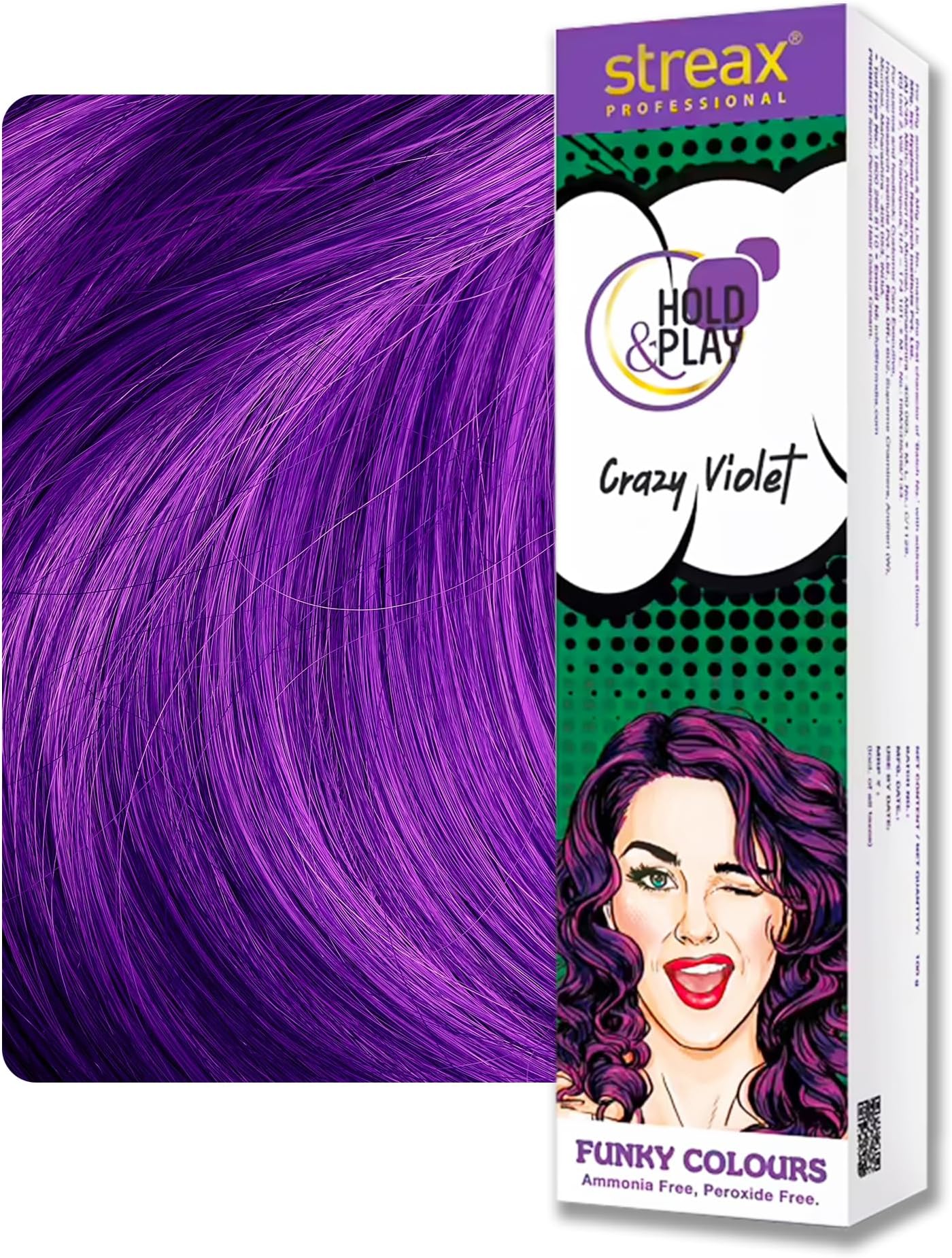 Streax Professional Hold and Play Funky Colours, Hair Color, 100g - Groovry Pink