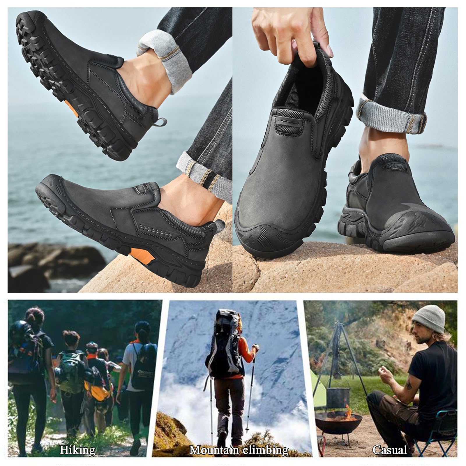 Wodoodporne mokasyny męskie na co dzień buty do sukienki wsuwane oddychające wygodne buty kempingowe do uprawiania sportu trekkingu