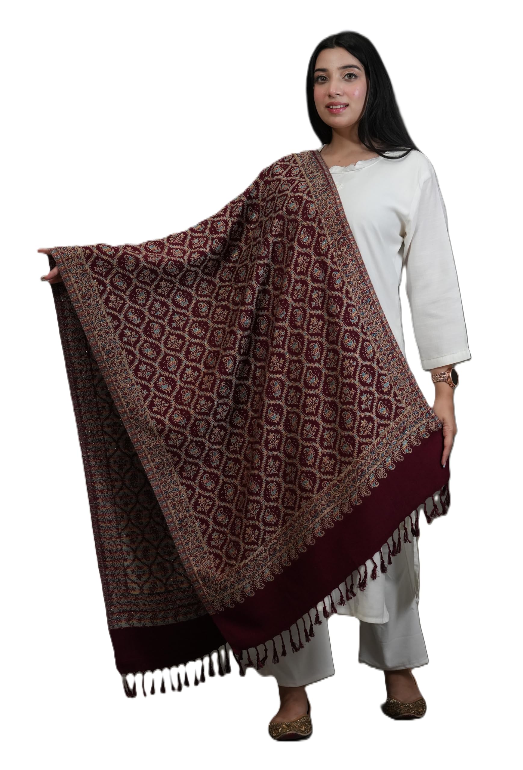 s.t. SHIFNEEN Acrylic Paisley Women Shawl (Red)-picture-11