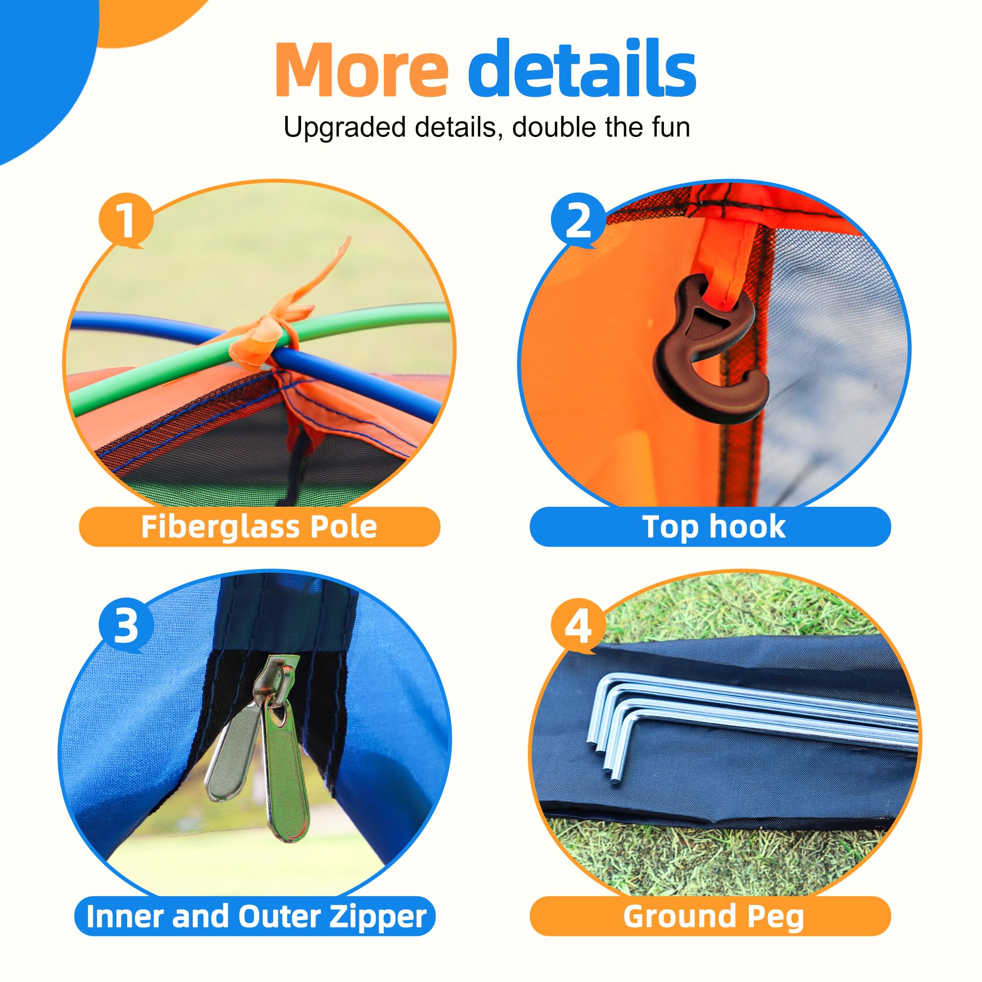 NARMAY(r) Play Tent Summer Camping Dome Tent for Kids Indoor/Outdoor Fun - 60 x 60 x 44 inch - Image 5