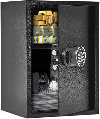 Caja fuerte de seguridad con cerradura de teclado digital caja fuerte de acero con forro interior y kit de atornillado documentos seguros joyas y