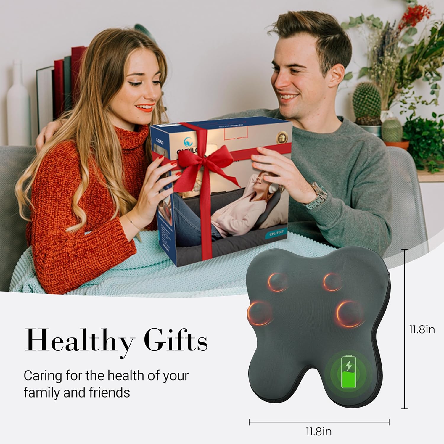 Cordless Back Massager FSA Eligible HSA, Shiatsu Neck Massager with Heat for Muscle Pain Relief, Kneading Massage Pillow for Neck, Back, Shoulder, Birthday Day Gifts for Women Men