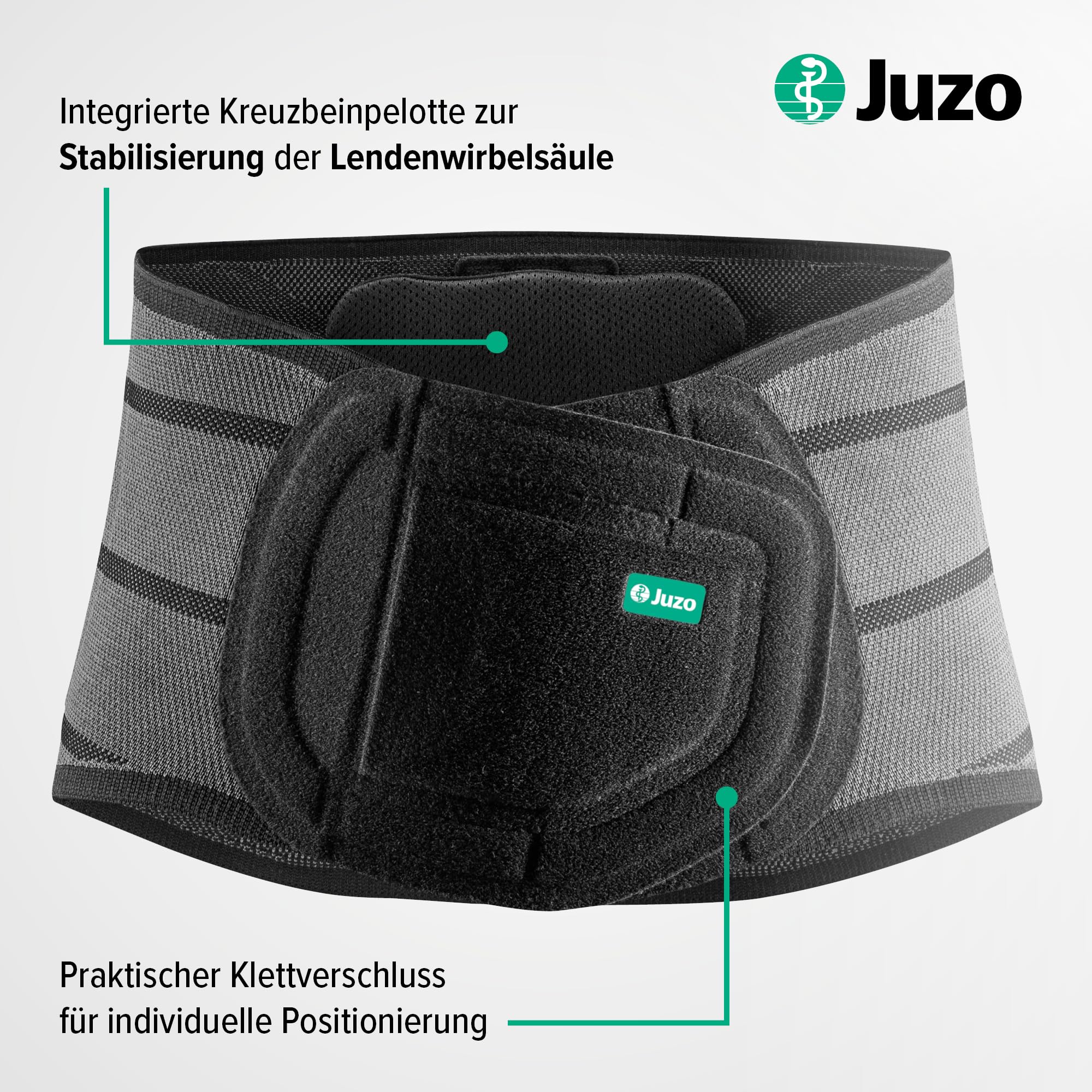 JuzoPro Lumbal Xtec Rückenorthese gerade, Lumbalstützorthese, Rückenstützgürtel mit Kreuzbeinpelotte für Lendenwirbelsäule (LWS), bei Rückenschmerzen, & Bandscheibenproblemen, Herren & Damen