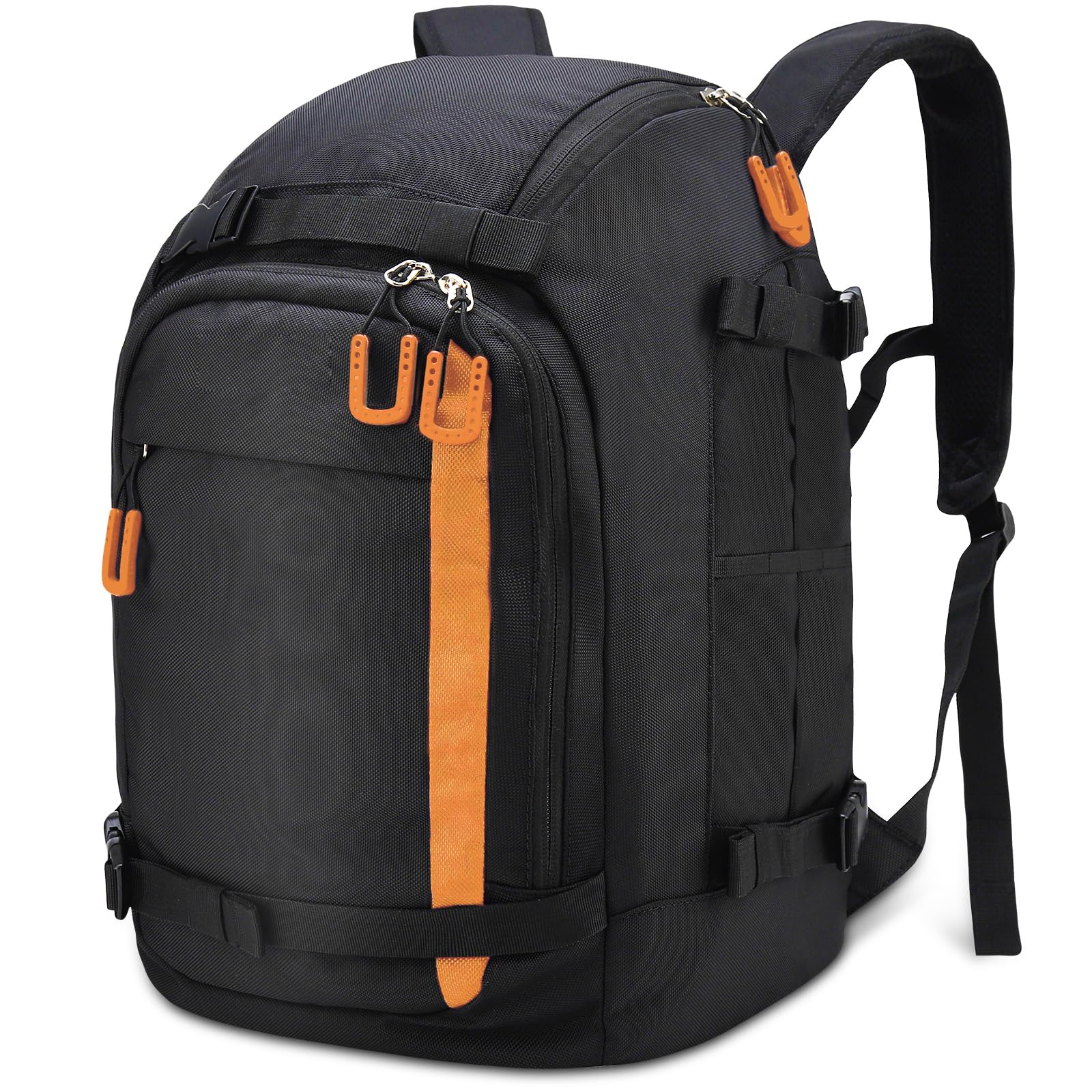 Bolsa para botas de esquí con compartimento para casco, 50 L, 1680D, nailon, mochila de esquí, con bolsa para casco, bolsa de esquí, para botas de esquí, patines, snowboard, naranja, Clásico