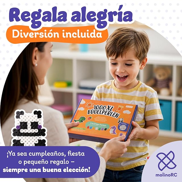 Foto 7 de 7 de molinoRC Cuentas para planchar grandes 10 mm [pack de recarga 1000 unidades] en 7 colores intensos