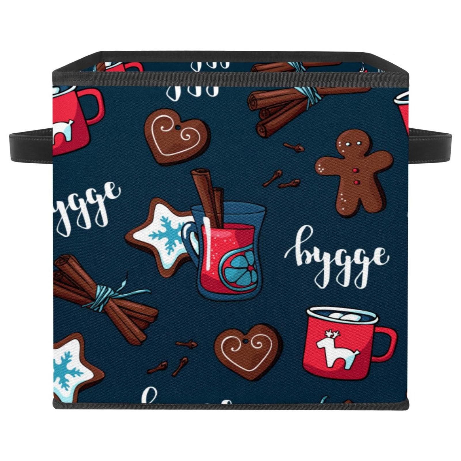 Panier de rangement en tissu enfant pour jouets et livres design de Noël magique