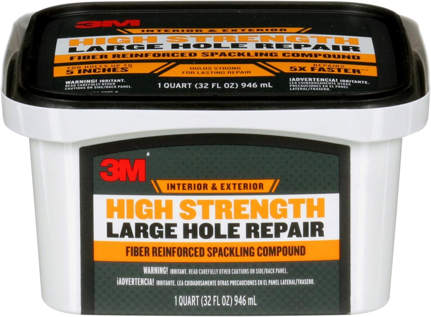 3M High Strength Fiber Reinforced Spackling Compound 32 oz - Fast-Drying Large Hole Repair for Drywall, Plaster, Stucco, Concrete & Wood