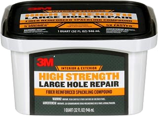 3M High Strength Fiber Reinforced Spackling Compound 32 oz - Fast-Drying Large Hole Repair for Drywall, Plaster, Stucco, Concrete & Wood