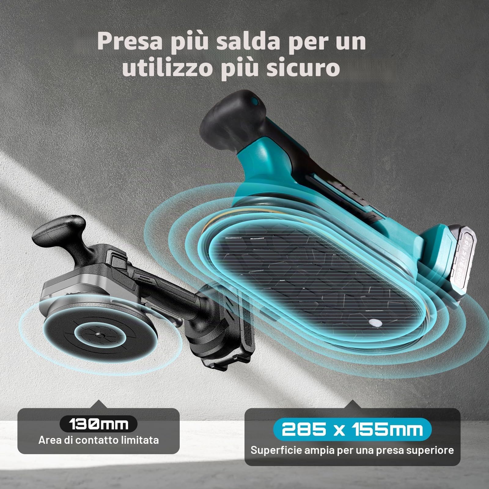 SEESII Vibratore per Piastrelle 285 mm, 2-in-1 Ventosa Vibrante per Piastrelle & Strumento di Vibrazione, 12 Velocità, Batteria 10 Ore, Livella – Vibratore Piastrelle per Formati Grandi (K919B)