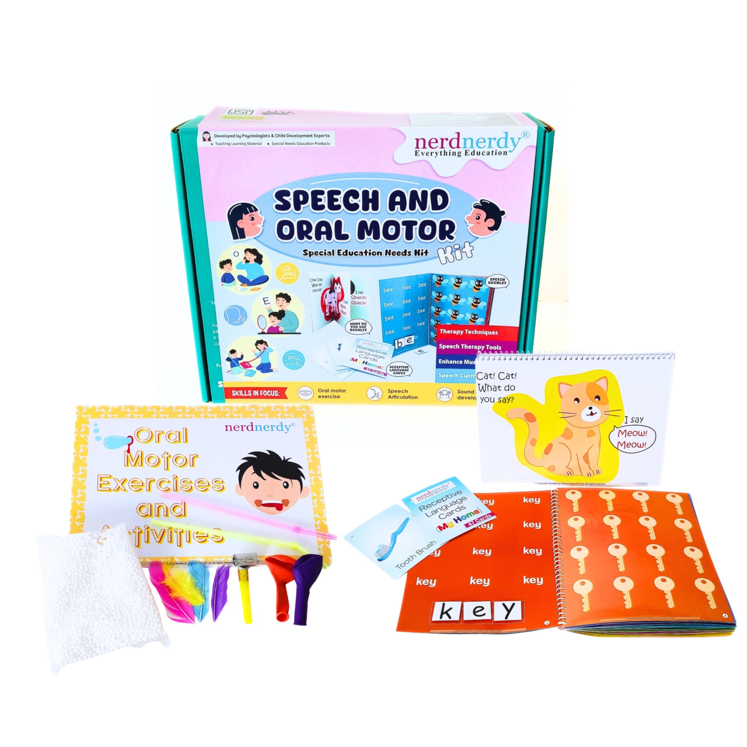 NerdNerdy Speech and Oral Motor Kit | Speech Therapy Toys | Occupational Therapy Toys for Kids | Sensory Materials | Toy for Speech Development | Special Needs | Speech Delays