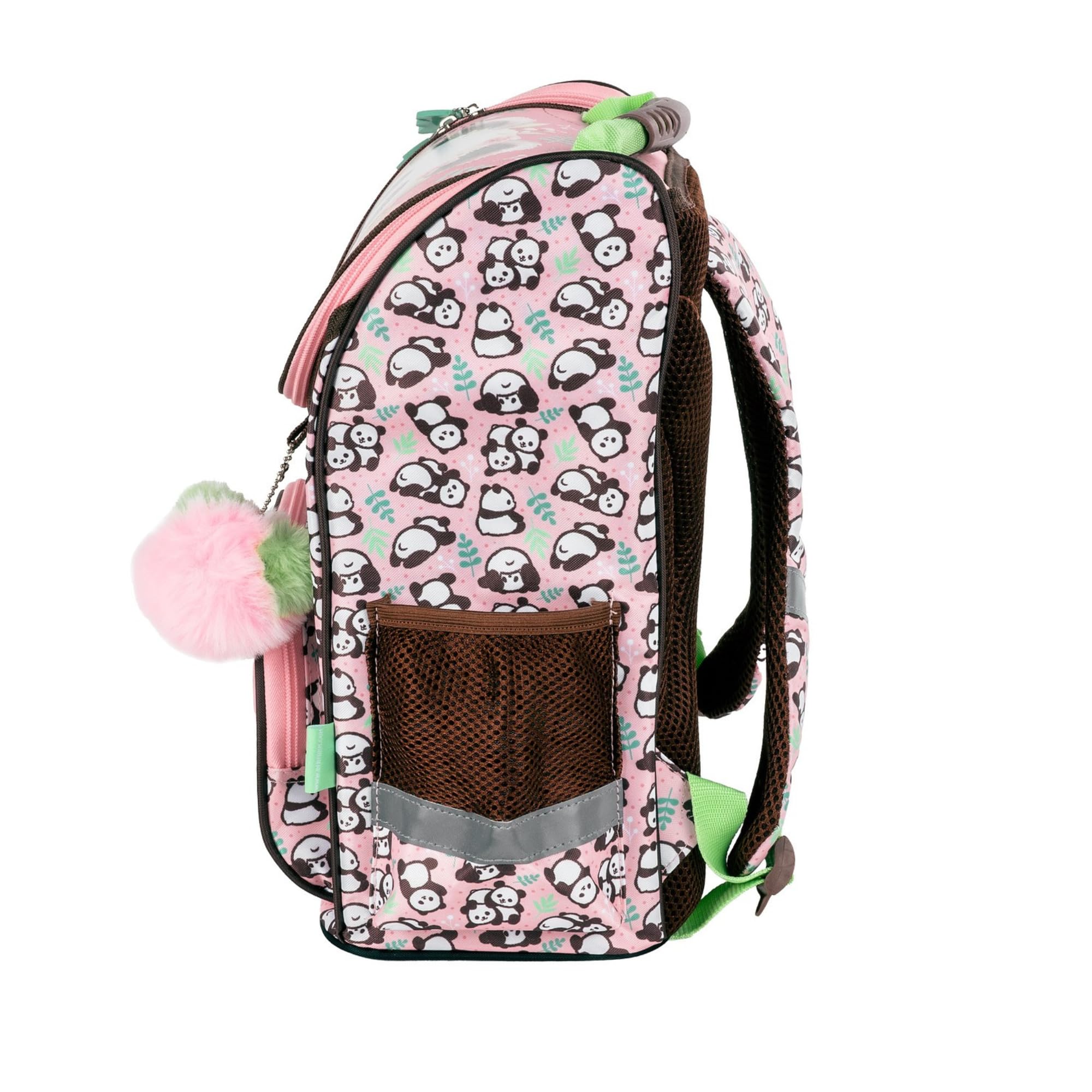 Goldkids - Schulranzen für Jungen und Mädchen, 15er-Set - Schul-Rucksack für Kinder mit Federmäppchen - Schuhbeutel Trinkflasche und Brotdose - Panda Motiv - 1-3 Klasse