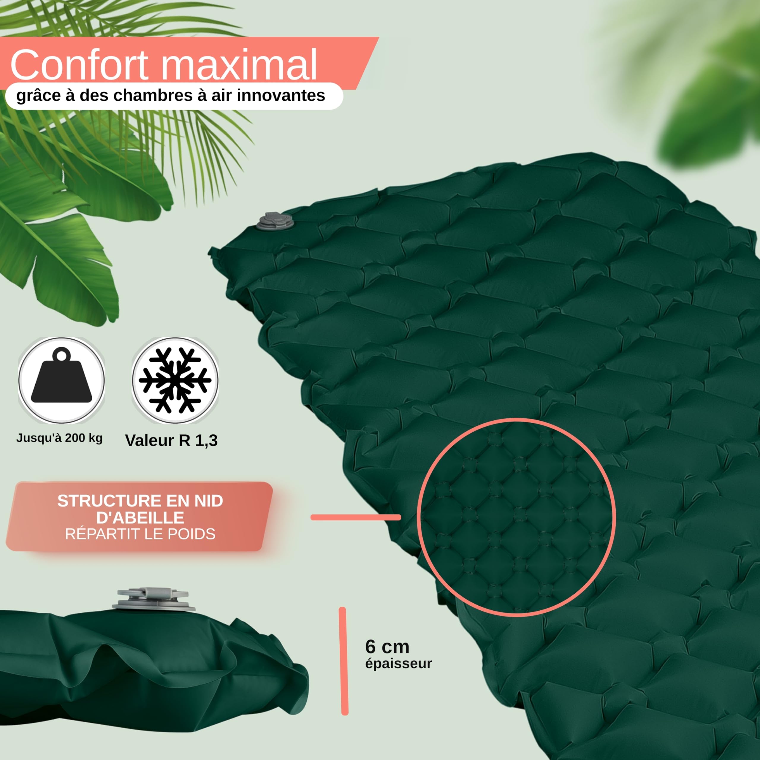 Backpacker's Journey Matelas randonnée Ultra léger – Matelas Gonflable Compact pour Matelas Camping 1 Place, idéal Trek, Bivouac, Outdoor & bikepacking