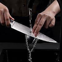 Vista 11 de PAUDIN Cuchillo de chef, cuchillo de cocina afilado de acero inoxidable de alto carbono de 8 pulgadas con mango ergonómico, caja de regalo