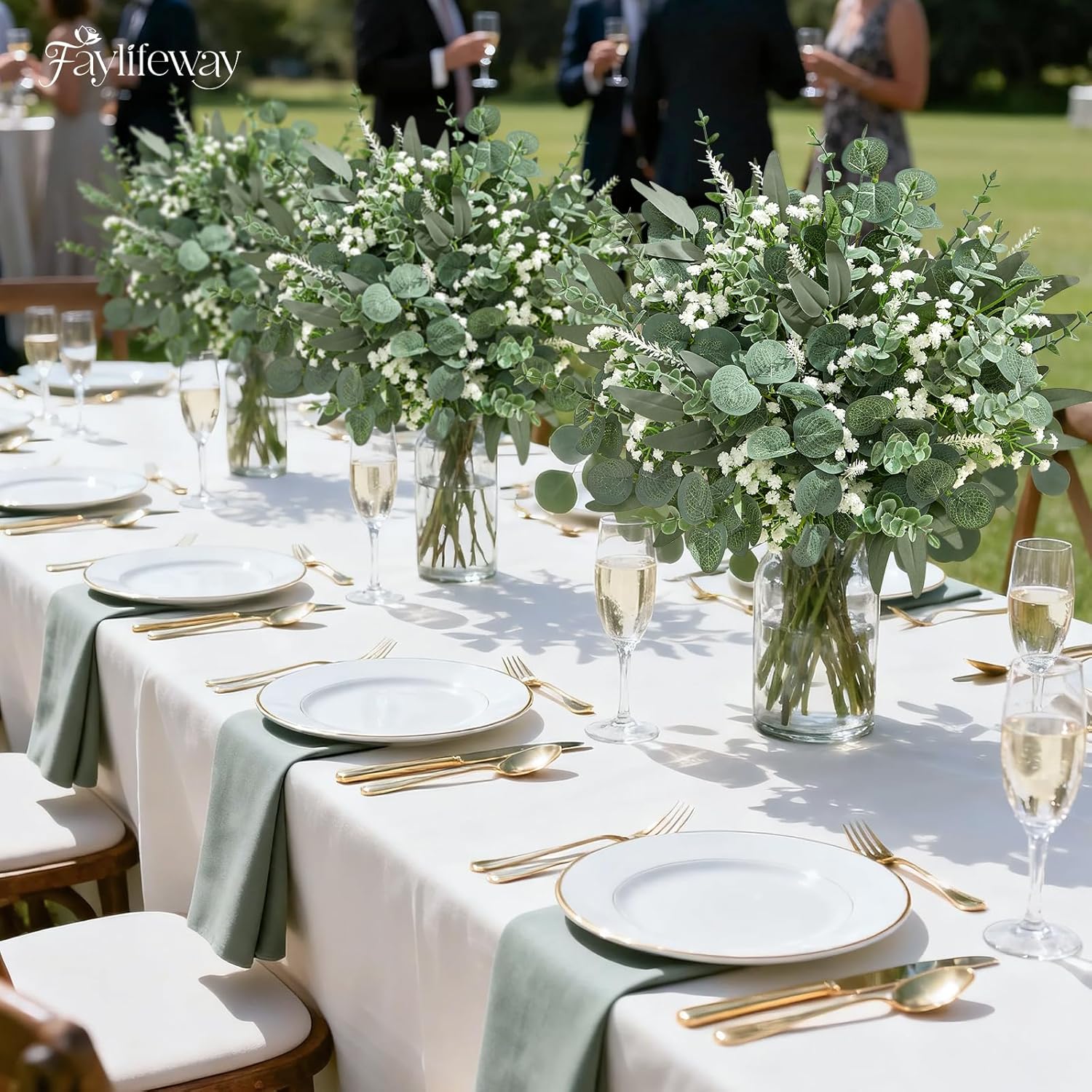 150Pcs 5 Kind Mixed Greenery Eucalyptus Stems Bulk for Wedding Decor, Babies Breath Flowers Artificial & Greenery for Centerpieces DIY Bouquets Vases Table Home Decor