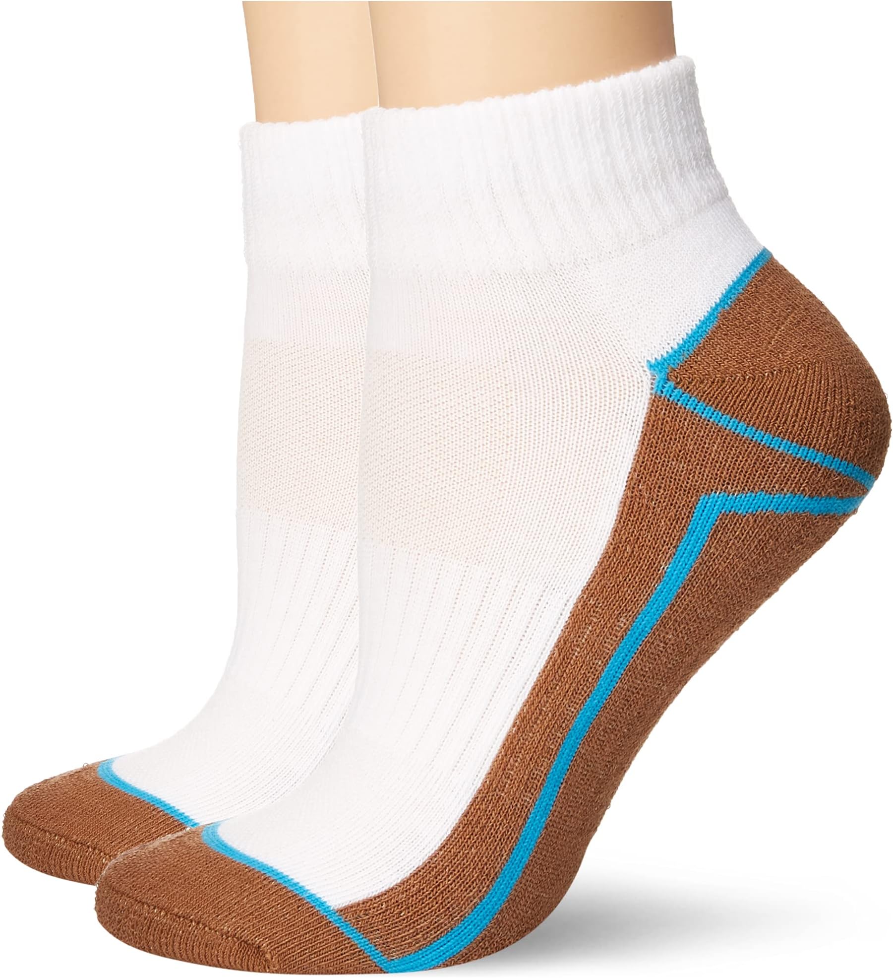 Copper Sole Women's Athletic Ankle Socks, White/Blue, Shoe: 4-10