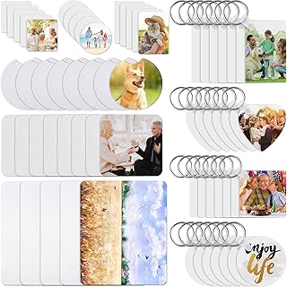 Mifoci 175 Pcs Sublimation Blanks Products DIY Sublimation Items Set Including Blank 4 Size 100 Keychains 2 Size 40 Coasters 3 Size 30 Fridge Magnets 5 Mouse Pads for Heat Transfer Sublimation Crafts