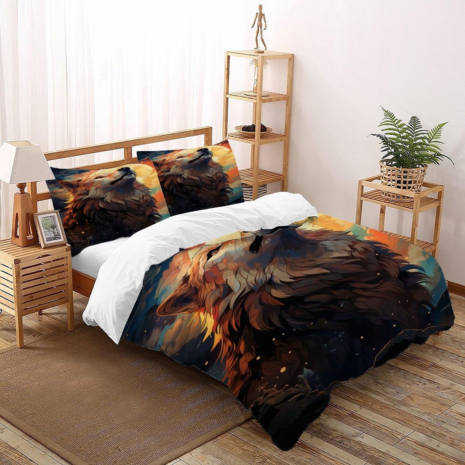 Parure de couette lune du loup microfibre 3 pièces pour lit super king