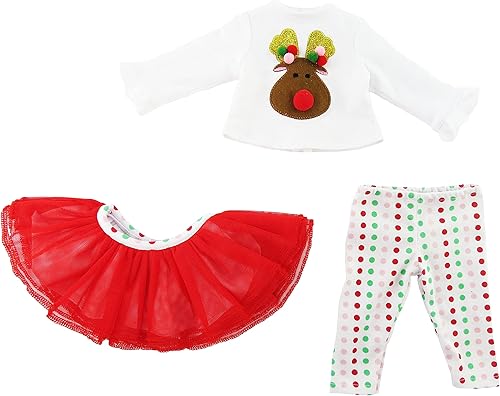 Miniatura 3 de American Fashion World Traje de tutú de reno rosa para muñecas de 18 pulgadas | Calidad premium y diseño moderno | Ropa de muñecas | Moda de atuendo