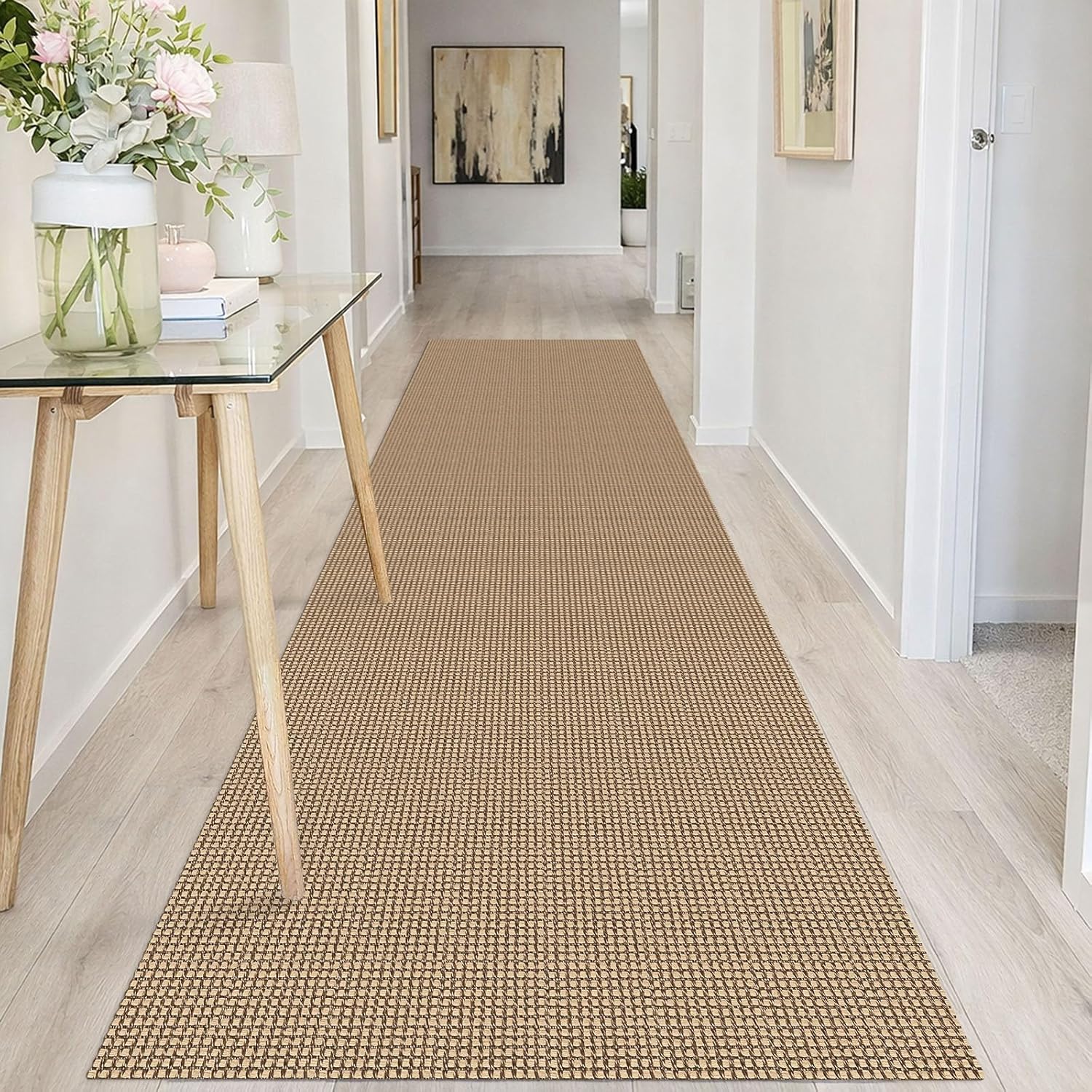 IOHOUZE Washable Runner Rug 3x10 Non Slip Rubber Backed Long Hallway Runner Entryway Runner Indoor, Kitchen Rugs Woven Cotton Floor Carpet for Hall Entrance, Orange/Tan/Brown - Image 8