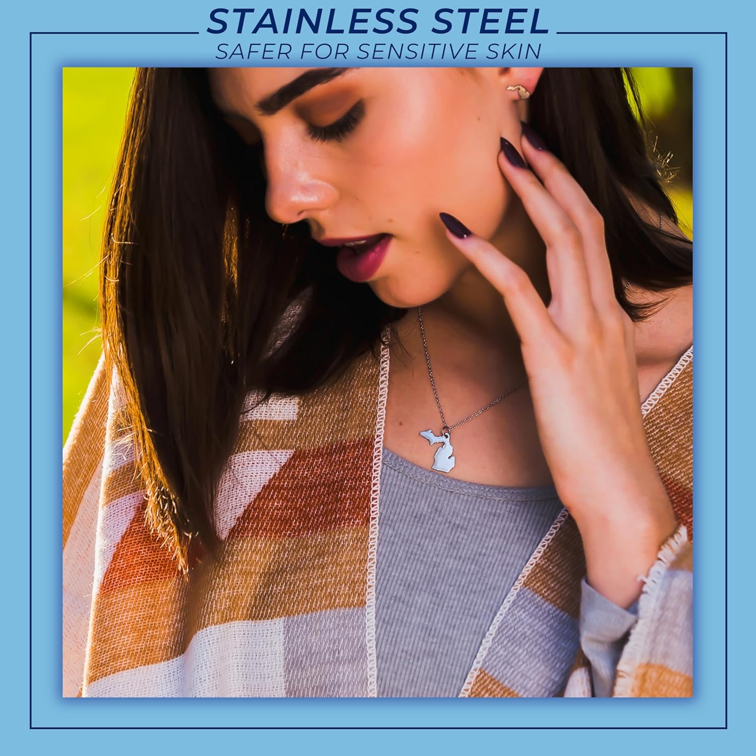 Stone Armory Michigan Jewelry for Women - Stainless Steel Michigan Pendant Necklace - Hypoallergenic and Adjustable 16-20in - Michigan Souvenirs and Gifts - Image 5