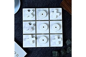 Crocon Tic Tac Toe Game - White Board with White Zero & Cross 8"X8"