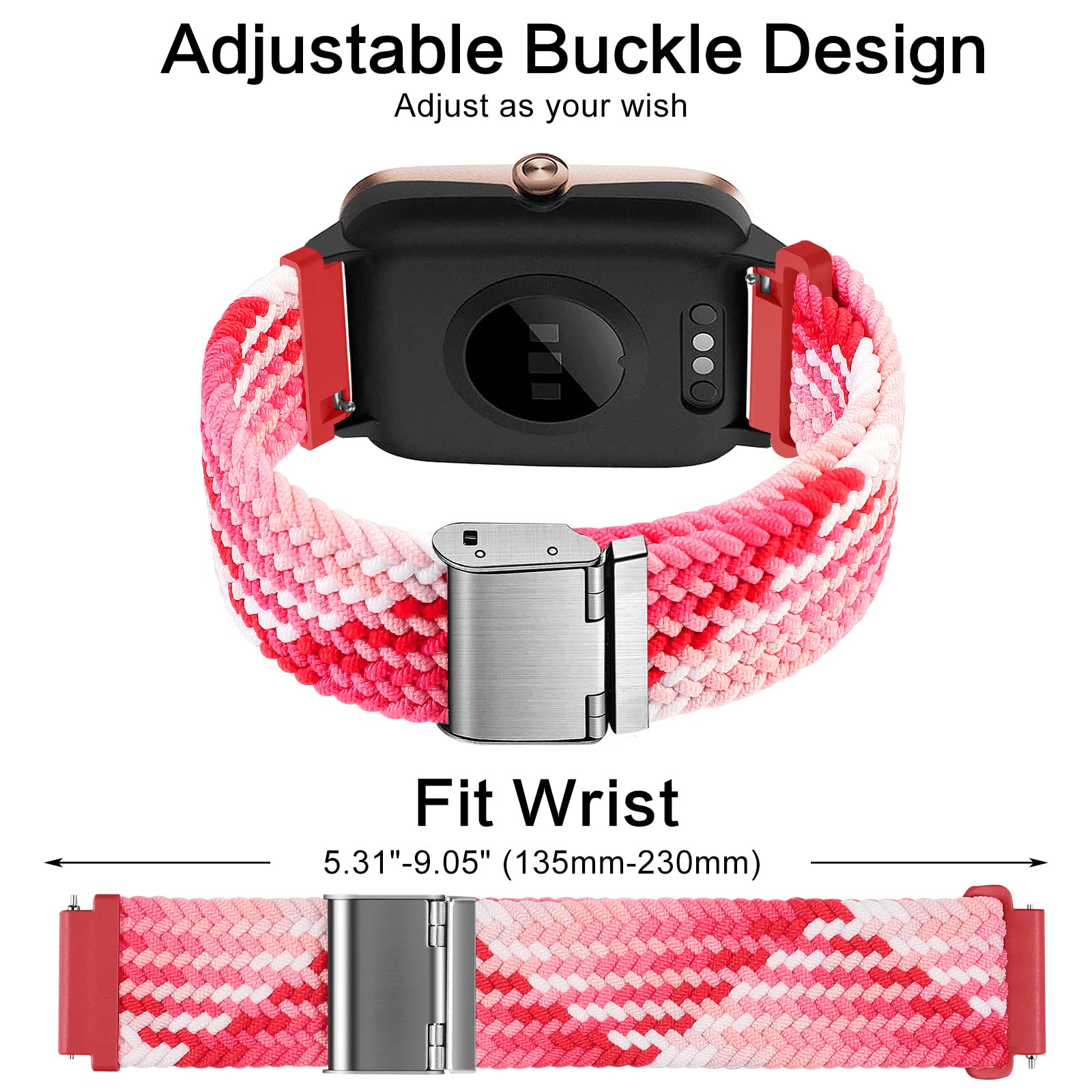 Cinturino per Amazfit Active, 20mm Sport Nylon Ricambio Elastica Cinturini per Amazfit GTS, GTS 4 Mini, GTS 4, GTS 3, GTS 2, GTS 2 Mini, GTR Mini, Amazfit Bip, Bip U, Bip U Pro, Bip 3, Bip 3 Pro