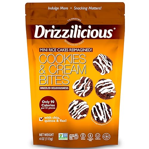 Drizzilicious Mini Rice Cakes - Galletas y crema Patatas fritas de arroz, aperitivo saludable para adultos y niños, pasteles de arroz saborizados,