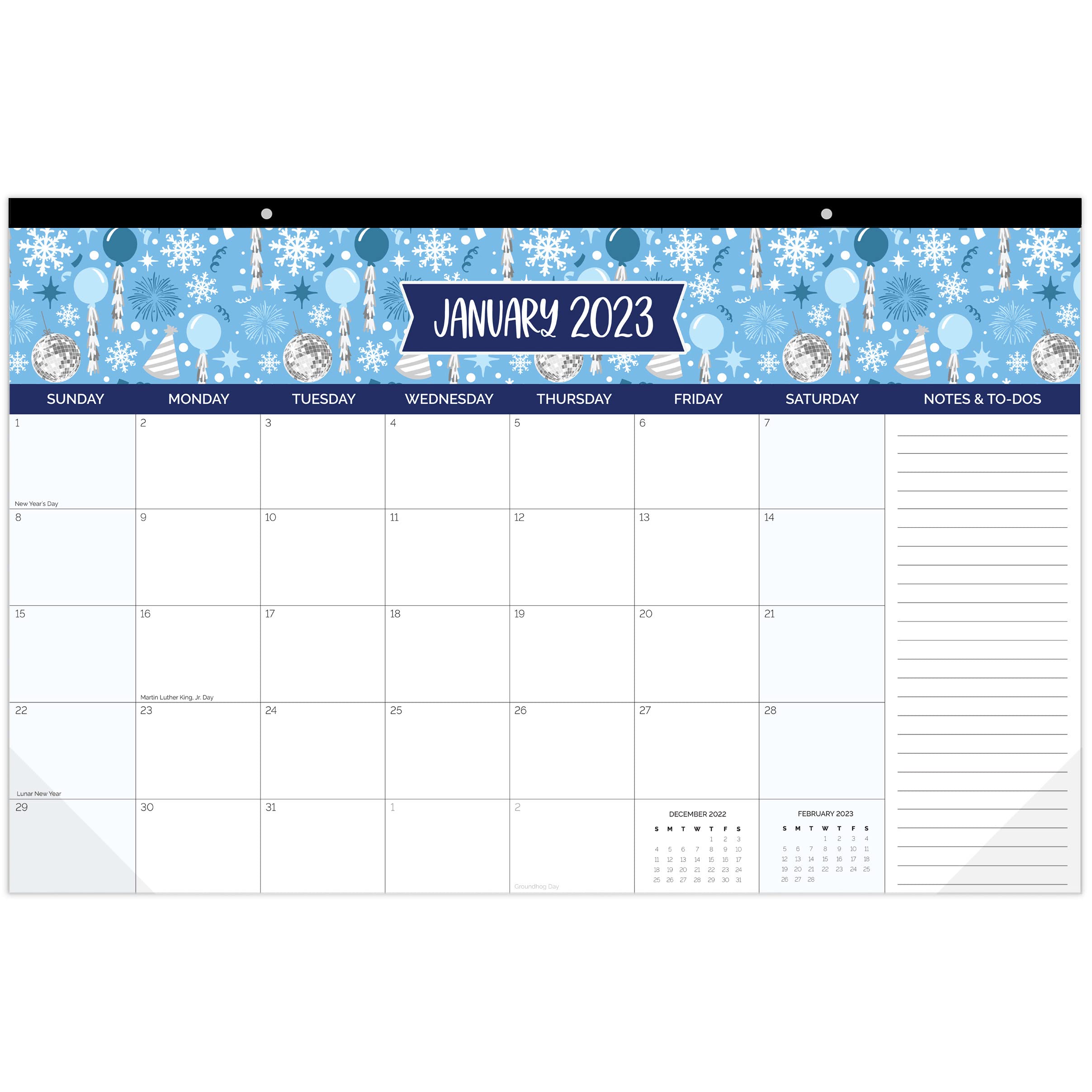 Photo 1 of bloom daily planners 2023 Calendar Year Hanging Wall/Desk Monthly Calendar Pad (January 2023 - December 2023) - 11" x 17" - Holiday Icons