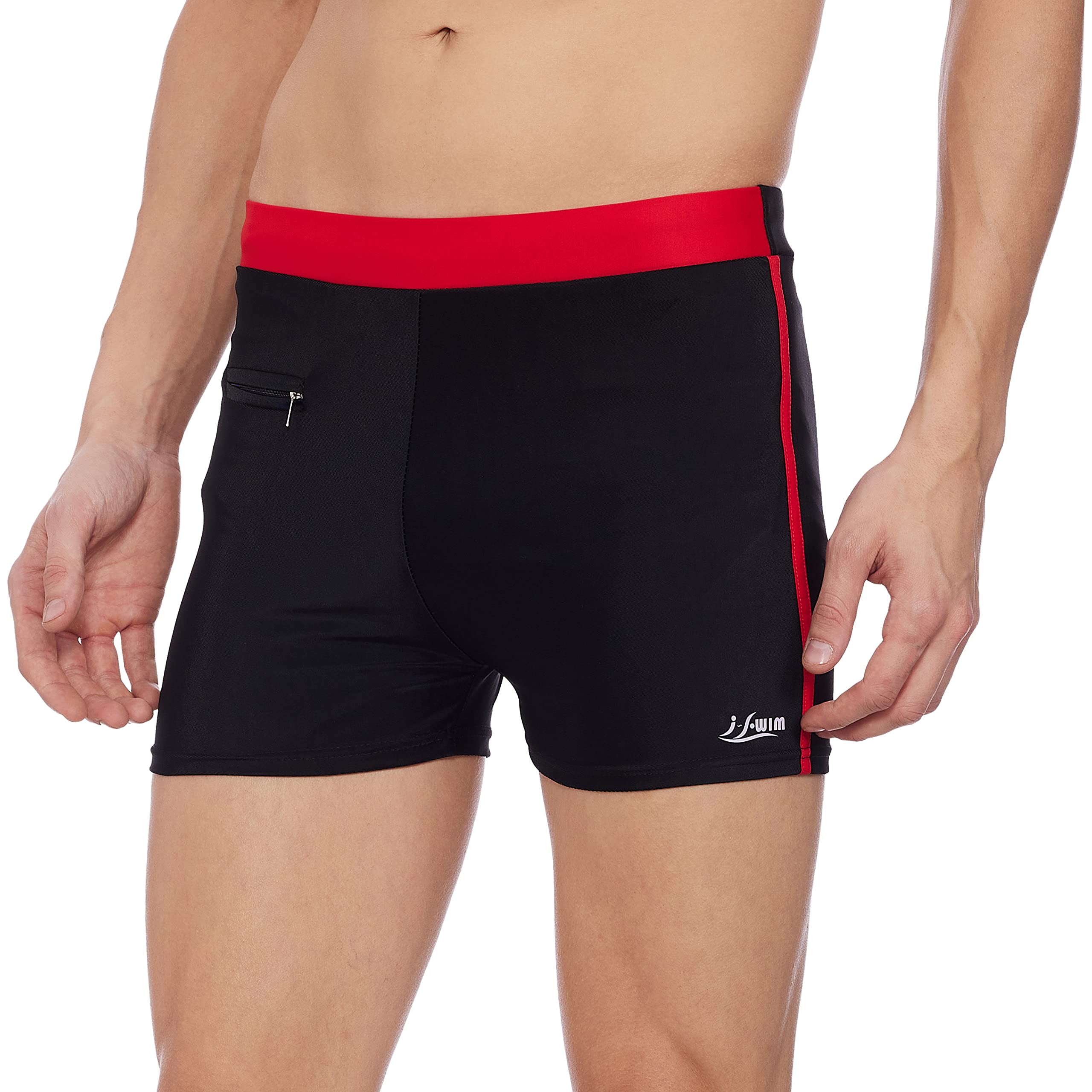 I-Swim Mens Costume Is-010 Size Xl Black/Red With Is-010 Size Xl Black/Red Pack Of 2 And Swimming Goggles Is-501