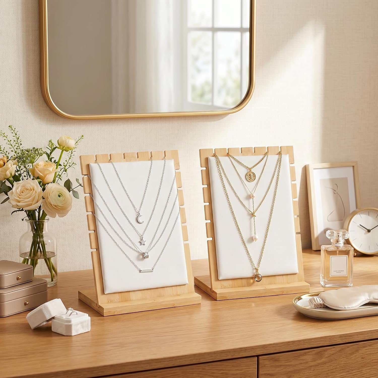 Gonice Necklace Display Stands, 2PCS Jewelry Holder for Retail, Trade Shows & Home Storage