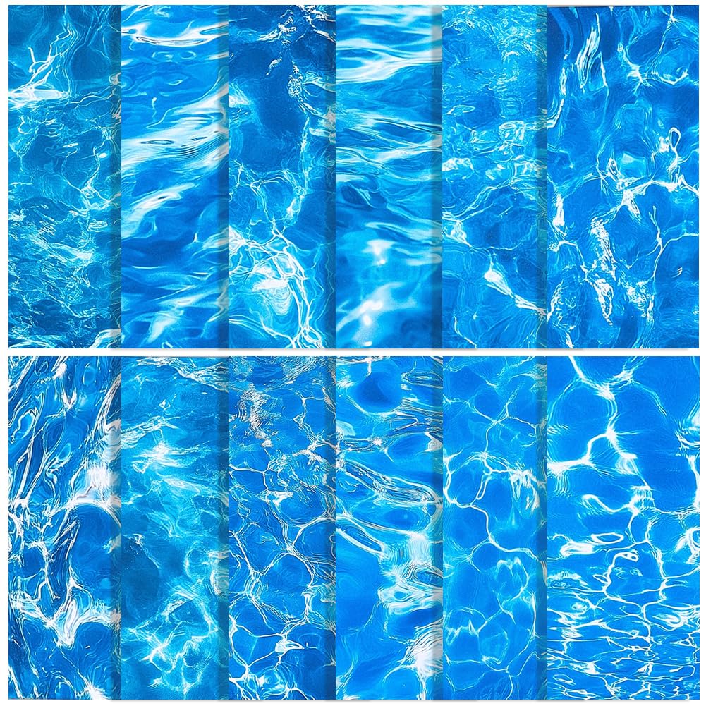 GORGECRAFT 24 foglio di Carta Scrapbooking con Texture Acqua 6x6 pollici Carta Sfondo Scrapbooking con Onde 12 stili Cartoncino con Motivo Oceano Blu Album Fotografici Decoupage Creazione di Biglietti