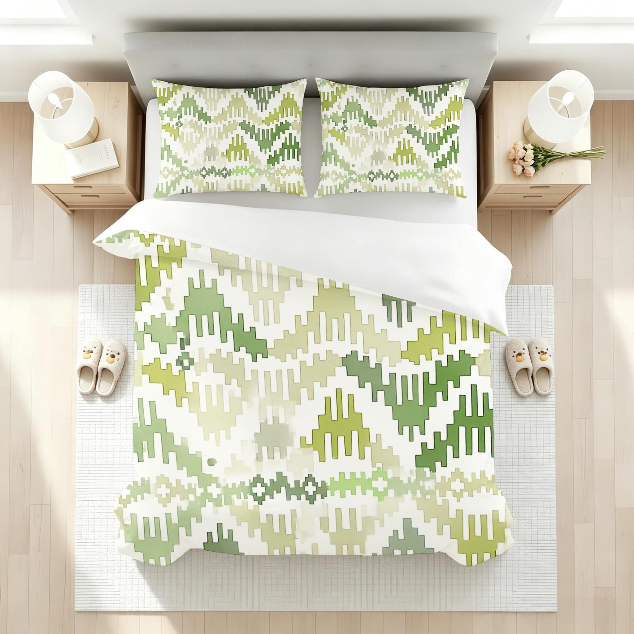 Copripiumino Matrimoniale Linee Verdi 260x240, ZE2706
