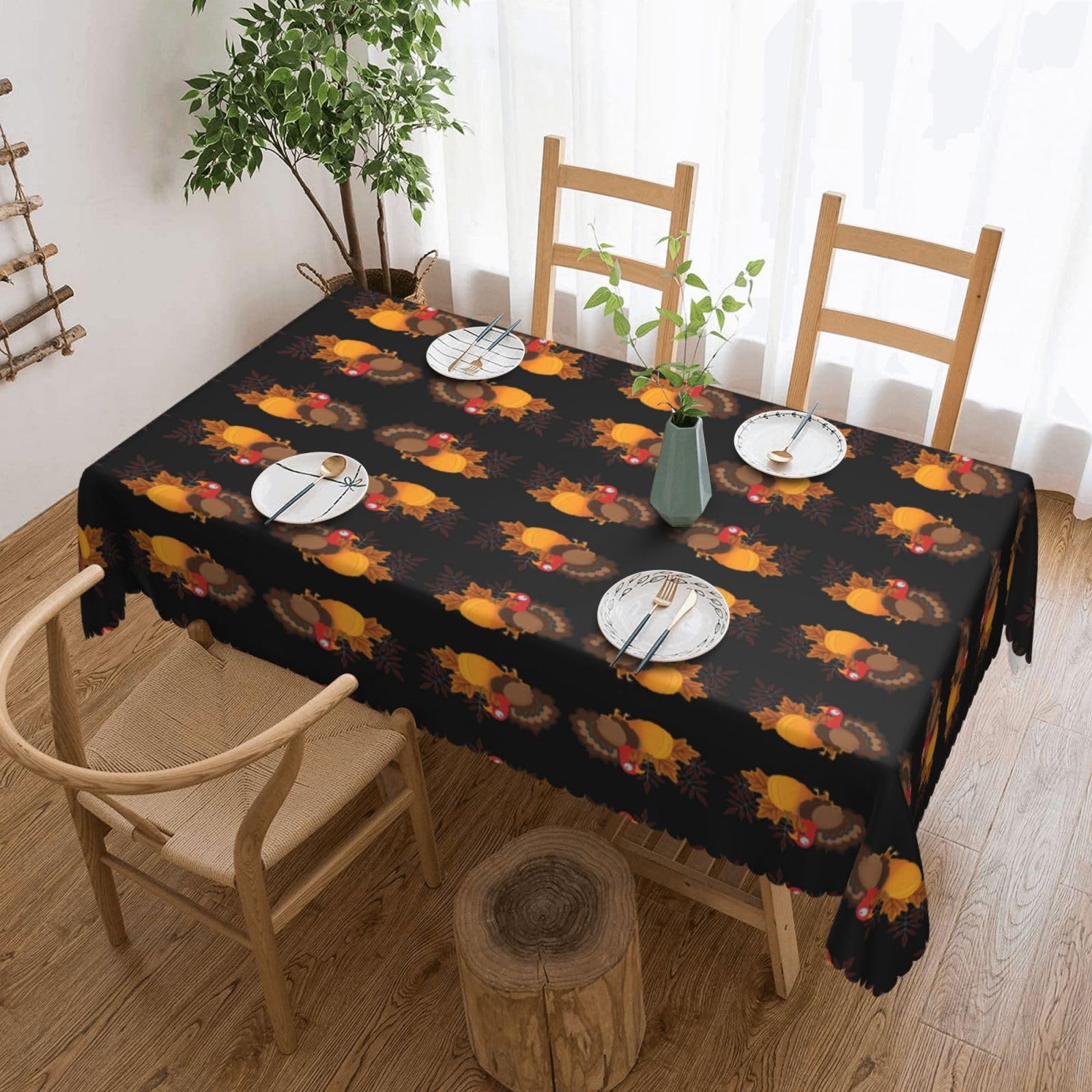 MROWYC Happy Thanksgiving Turkey Pumpkin Printed tablecloths are suitable for hotels, picnics, and parties, and can effectively protect the tabletop
