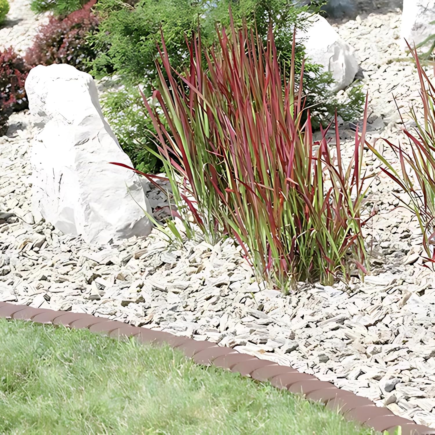 3.8m Plastic Lawn Edging - 24 Modules - Grey - Garden Edging - Flower Bed Edging - Flexible Edging - Flower Bed Edging - Garden Edging