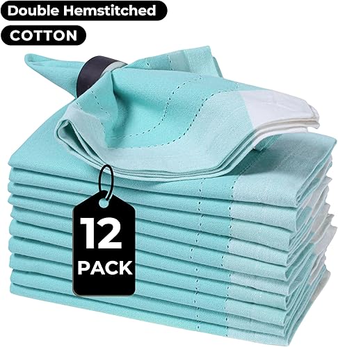 Miniatura 133 de Servilletas de lino y algodón de 18 x 18 pulgadas natural con vainica, servilletas de boda, servilletas de cóctel, servilletas de tela, servilletas