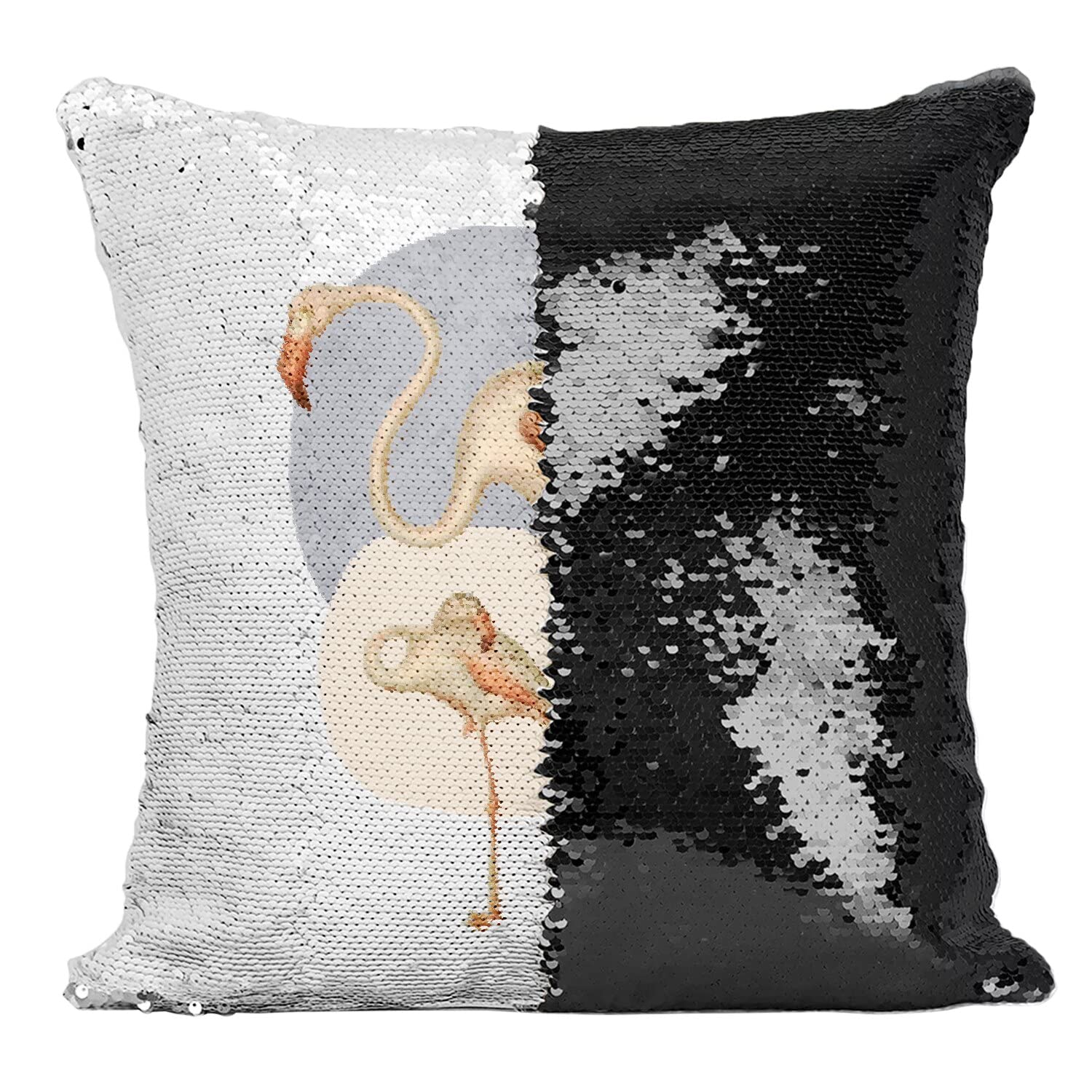 Coussin paillettes noir flamant rose le cadeau ideal pour passionnes de deco